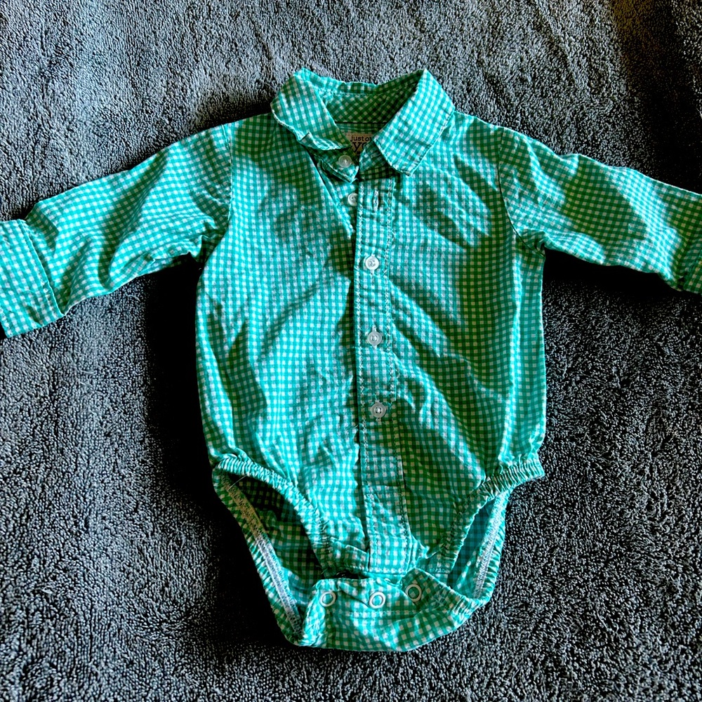 Plaid button down onesie